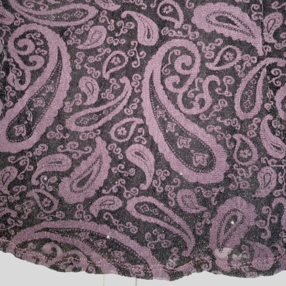 Purple Black Burnout Velvet Blouse Paisley Semi Sheer Goth Whimsygoth Wrap Top - Picture 8 of 14